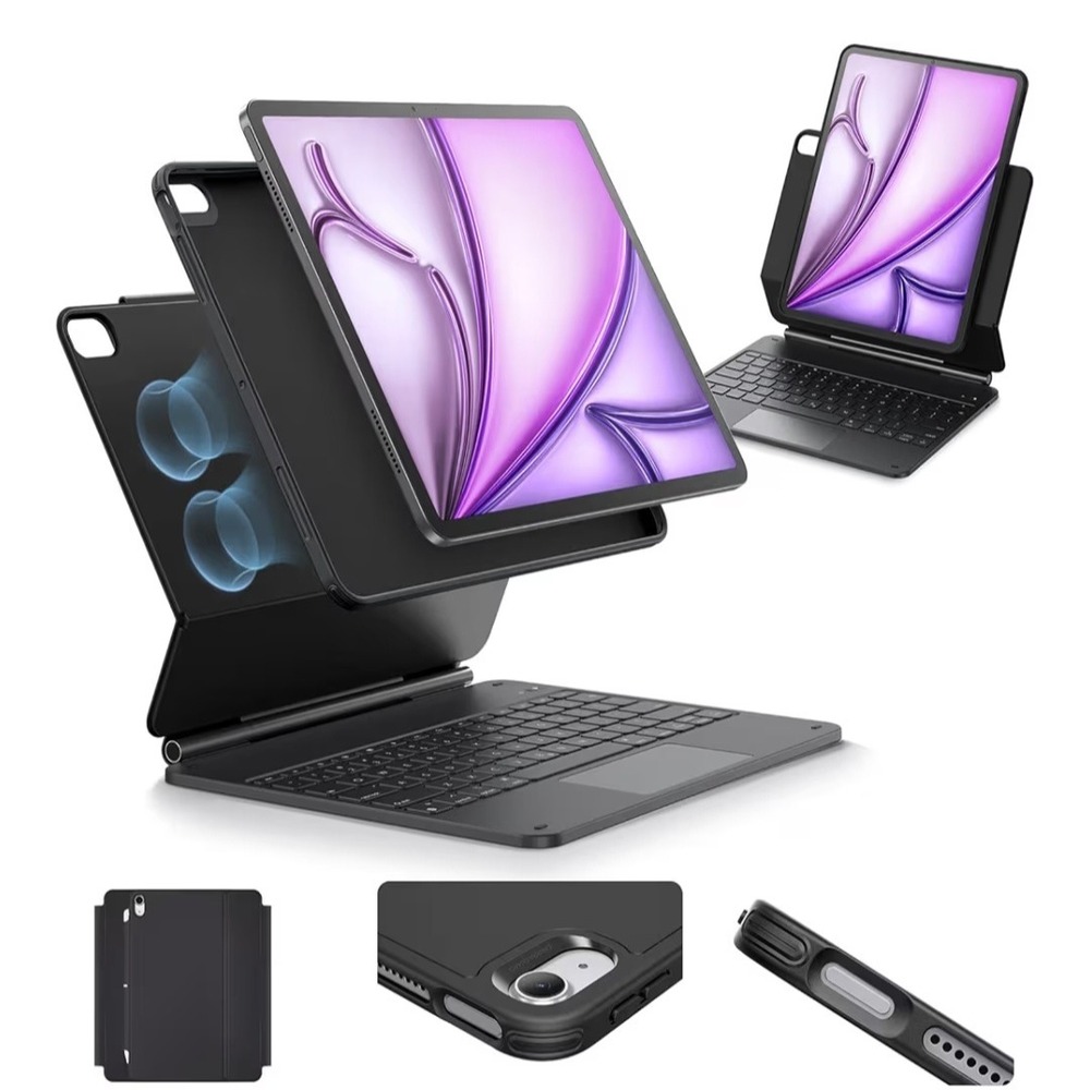 ESR iPad Air 13 Inch Keyboard  Case M4 M3 M2 2024-2026 Rebound 360 Series Black